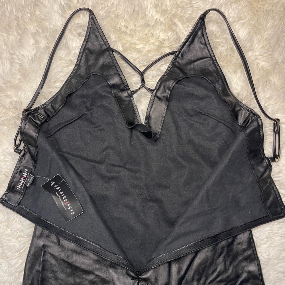 Fashion Nova Black Faux Leather Dress “Keep It Right and Tight Dress” - Picture 9 of 14